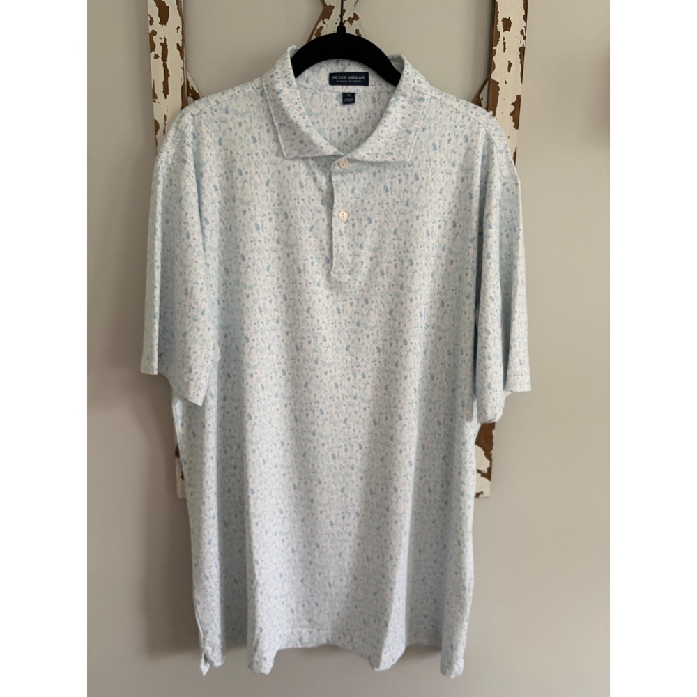 Peter Millar Crown Crafted Polo Shirt Size XL All Over Print Jazz Band Fun print